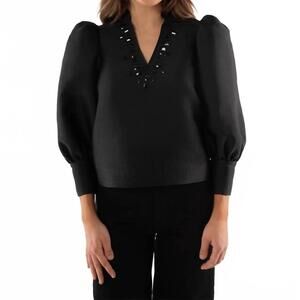 NEW EMILY MCCARTHY hampton long sleeve top in midnight